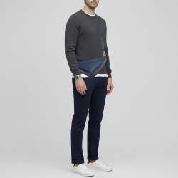 Pre Owned حقيبة كروس برادا جلد سافيانولكس أزرق بحري