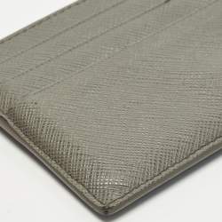 مملوكة مسبقًا Prada Grey/Blue Saffiano Leather Card Holder