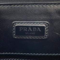 Pre Owned حقيبة كلاتش برادا جلد سافيانو أسود