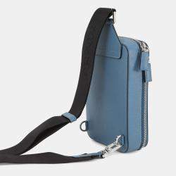 Pre Owned Prada Brique One Shoulder Bag Blue Saffiano Leatherleather