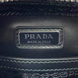 Pre Owned Prada Brique One Shoulder Bag Blue Saffiano Leatherleather