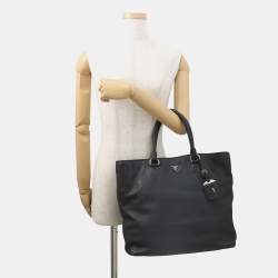 Pre Owned حقيبة يد برادا سوداء جلد فيتيلو داينو