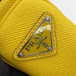 مملوكة مسبقًا Prada Triangle Shoulder Bag Yellow Saffiano Leatherleather