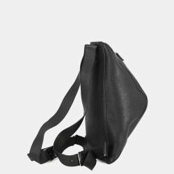 Pre Owned Prada Vitello Dino Triangle Backpack Black Leather