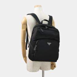 Pre Owned Prada Re-Nylon X Saffiano Leather Backpack Black Nylon Leather