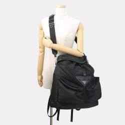 مملوكة مسبقًا Prada Re-Nylon Xleather Backpack Black Nylon Leather Size Black