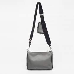 Pre Owned حقيبة مسنجر برادا نايلون رمادي/أسود مع شعار