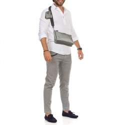 Pre Owned حقيبة مسنجر برادا نايلون رمادي/أسود مع شعار