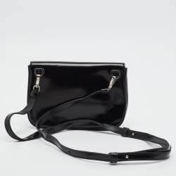 مملوكة مسبقًا Prada Black Brushed Leather Flap Crossbody Bag