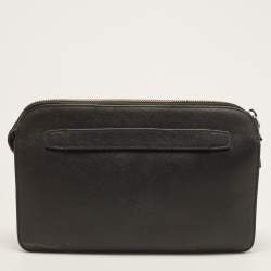 Pre Owned Prada Stripe Black Leather Pouch