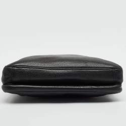 Pre Owned Prada Black Leather Zip Messenger Bag