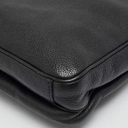 Pre Owned Prada Black Leather Zip Messenger Bag