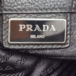 Pre Owned Prada Black Leather Zip Messenger Bag