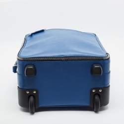 Pre Owned Prada Blue Saffiano Lux Leather Trolley Suitcase