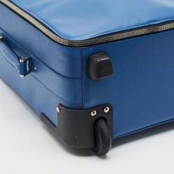Pre Owned Prada Blue Saffiano Lux Leather Trolley Suitcase