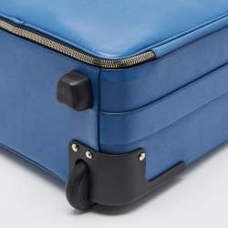 Pre Owned Prada Blue Saffiano Lux Leather Trolley Suitcase