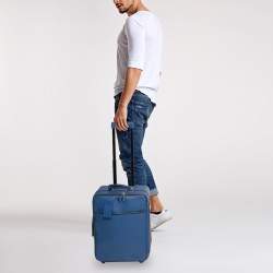 Pre Owned Prada Blue Saffiano Lux Leather Trolley Suitcase