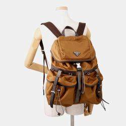 Pre Owned Prada 2Vz117 Backpack Brown Nylon Leather Backpack Bag