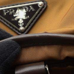 Pre Owned Prada 2Vz117 Backpack Brown Nylon Leather Backpack Bag
