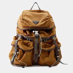 Pre Owned Prada 2Vz117 Backpack Brown Nylon Leather Backpack Bag