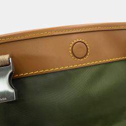 Pre Owned Prada Re-Nylon Saffiano Leather Messenger Bag Military Green Nylon Saffiano Leather Shoulder Bag