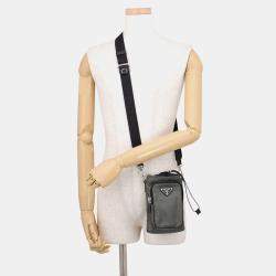 Pre Owned Prada Re-Nylon Smartphone Case Small Forest Green Nylon Leather Crossbody Bag