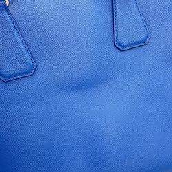 Pre Owned Prada Briefcase Blue Saffiano Leather Briefcase Bag