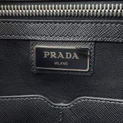 Pre Owned Prada Briefcase Blue Saffiano Leather Briefcase Bag