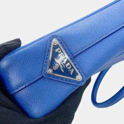 Pre Owned Prada Briefcase Blue Saffiano Leather Briefcase Bag