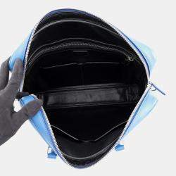 Pre Owned Prada Briefcase Blue Saffiano Leather Briefcase Bag