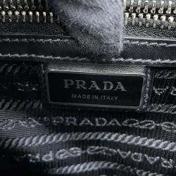 Pre Owned Prada Triangular Plate Gray Saffiano Leather Shoulder Bag
