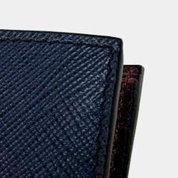 Pre Owned Prada Navy Blue Leather Saffiano Wallet