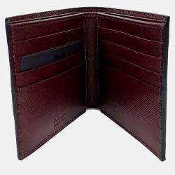 Pre Owned Prada Navy Blue Leather Saffiano Wallet