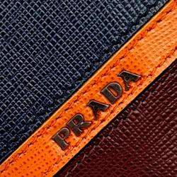 Pre Owned Prada Navy Blue Leather Saffiano Wallet