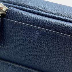 Pre Owned Prada 2VQ004 Navy Saffiano Leather Travel Bag