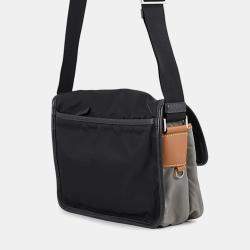 Pre Owned Prada 2VD769 Small Black Gray Brown Nylon Saffiano Leather Messenger Bag