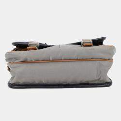 Pre Owned Prada 2VD769 Small Black Gray Brown Nylon Saffiano Leather Messenger Bag
