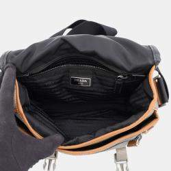 Pre Owned Prada 2VD769 Small Black Gray Brown Nylon Saffiano Leather Messenger Bag