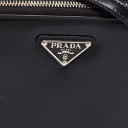 Pre Owned Prada Brique Black Brushed Leather Crossbody Bag