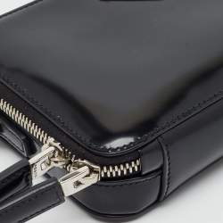Pre Owned Prada Brique Black Brushed Leather Crossbody Bag