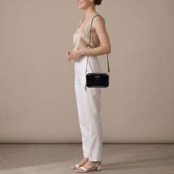 Pre Owned Prada Brique Black Brushed Leather Crossbody Bag