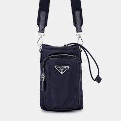 Pre Owned Prada Re-Nylon 2ZH155 Navy Nylon Leather Smartphone Case