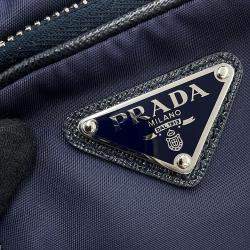 Pre Owned Prada Re-Nylon 2ZH155 Navy Nylon Leather Smartphone Case