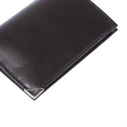 Prada Dark Brown Leather Bi Fold Card Holder