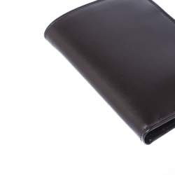 Prada Dark Brown Leather Bi Fold Card Holder