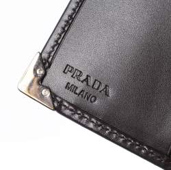 Prada Dark Brown Leather Bi Fold Card Holder