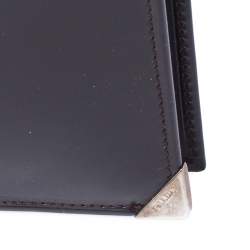 Prada Dark Brown Leather Bi Fold Card Holder