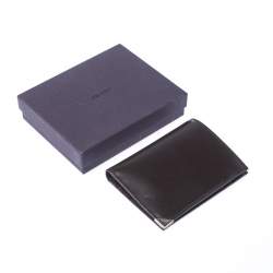 Prada Dark Brown Leather Bi Fold Card Holder