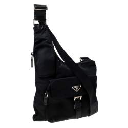 Prada Black Nylon and Leather Crossbody Bag 