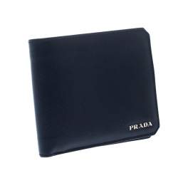 Pre Owned Prada Navy Blue Saffiano Leather Bifold Wallet